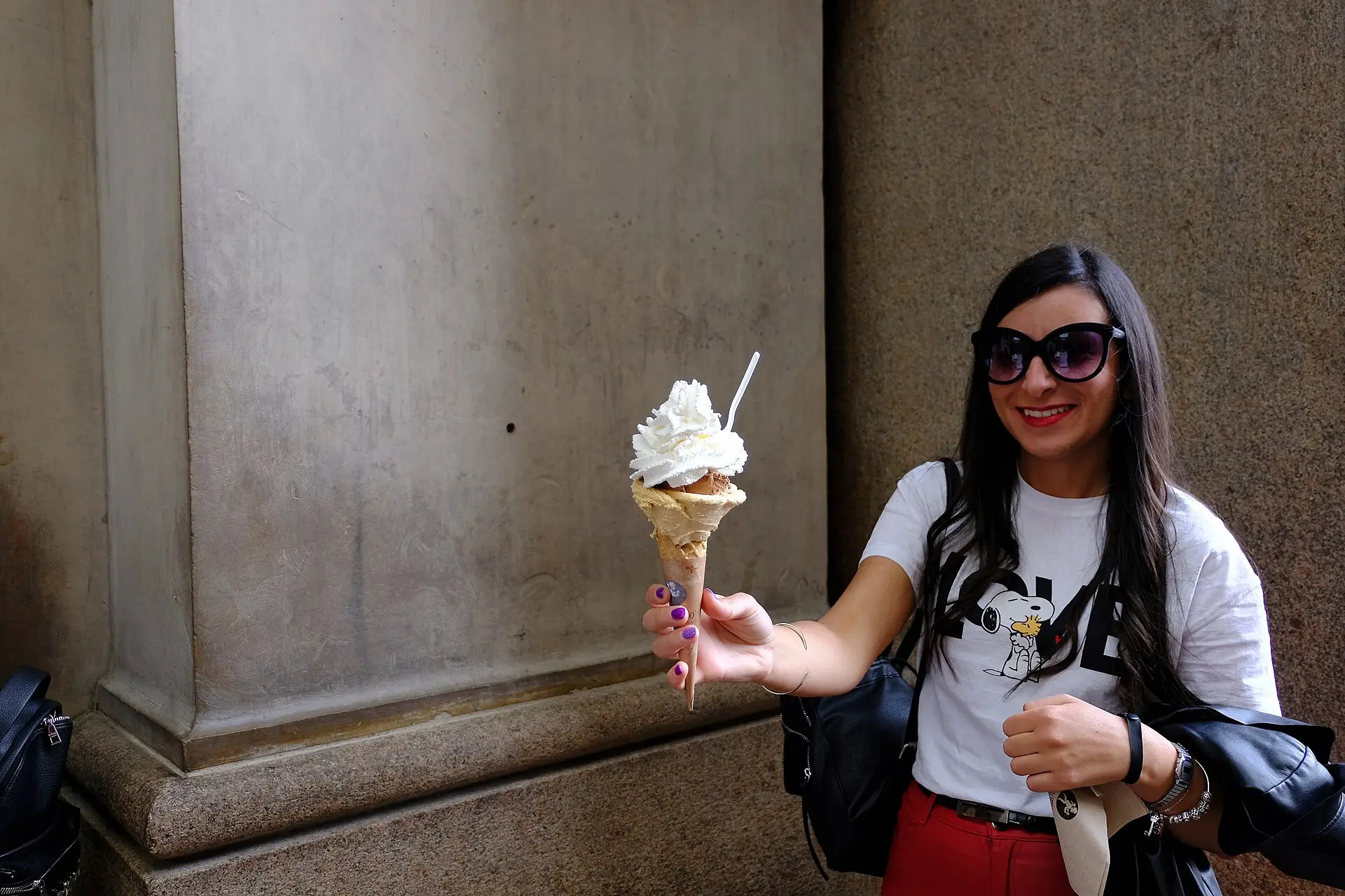 An Italian gelato cone — the quintessential Florence afternoon ritual.